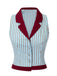 Camicetta a righe senza maniche con patchwork blu anni '50