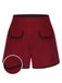 Pantaloncini a tinta unita con elastico in vita rosso anni '50