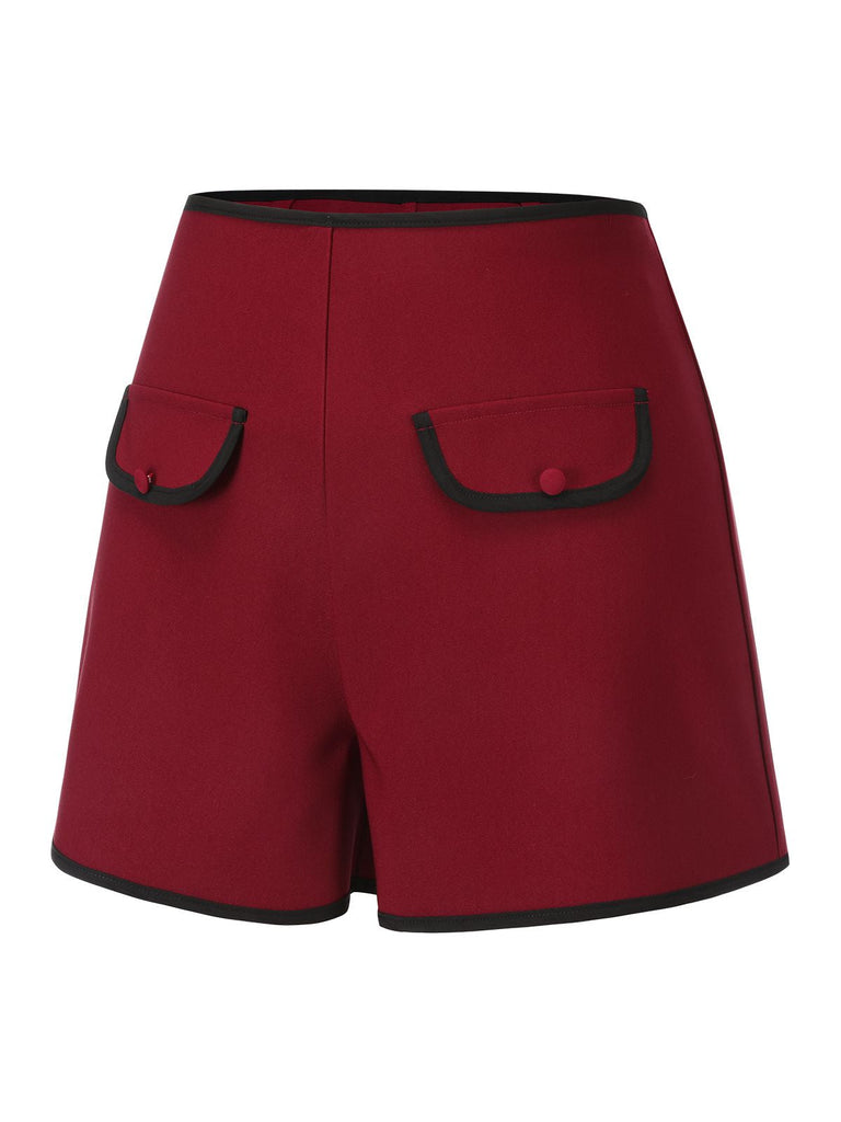 Pantaloncini a tinta unita con elastico in vita rosso anni '50