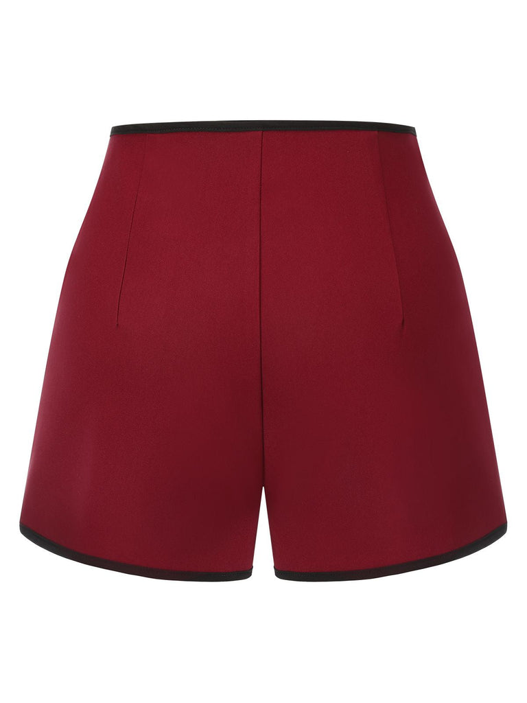 Pantaloncini a tinta unita con elastico in vita rosso anni '50