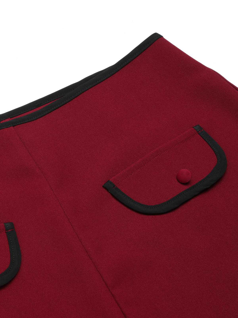 Pantaloncini a tinta unita con elastico in vita rosso anni '50