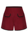 Pantaloncini a tinta unita con elastico in vita rosso anni '50
