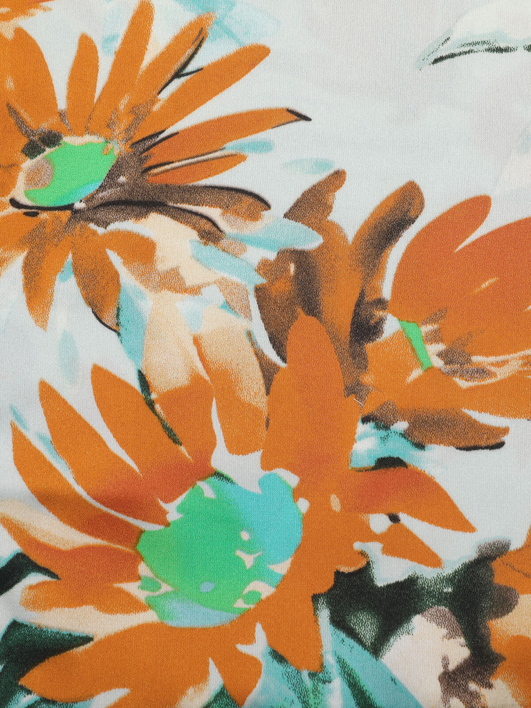 Tuta corta girasole dipinto scollo a V arancione anni '50
