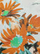 Tuta corta girasole dipinto scollo a V arancione anni '50