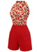 Tuta corta patchwork in pizzo Crimson Rose anni '50