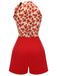 Tuta corta patchwork in pizzo Crimson Rose anni '50