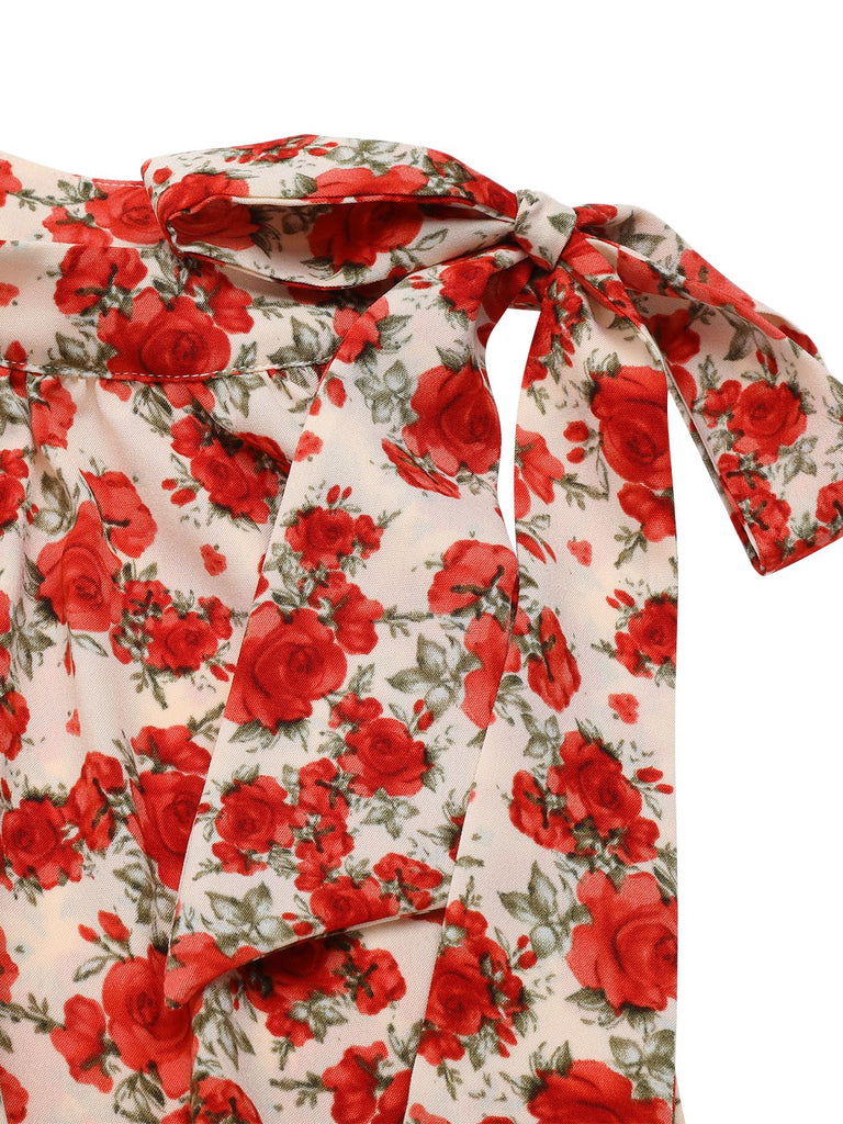 Tuta corta patchwork in pizzo Crimson Rose anni '50