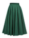 Gonna plissettate tinta unita verde anni '50