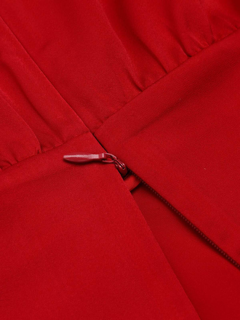 2PCS Camicetta rossa annodata e pantaloni nero anni '40