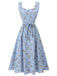 Abito plaid a rosa lacci fiocco blu anni '40