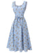 Abito plaid a rosa lacci fiocco blu anni '40