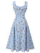 Abito plaid a rosa lacci fiocco blu anni '40