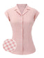 Camicetta con revers plaid Gingham rosa anni '50