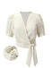 Camicetta maniche a sbuffo in raso scollo a V beige anni '50