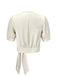 Camicetta maniche a sbuffo in raso scollo a V beige anni '50