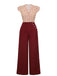 2PCS Camicetta a pois rosso e pantaloni bordeaux anni '50