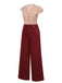 2PCS Camicetta a pois rosso e pantaloni bordeaux anni '50