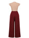 2PCS Camicetta a pois rosso e pantaloni bordeaux anni '50