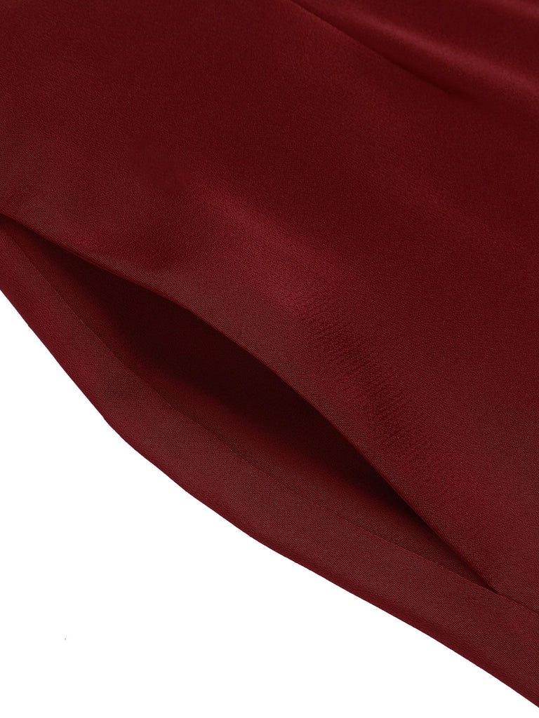 Pantaloni a gamba larga con bottoni borgogna rosso anni '50