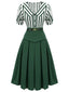2PCS camicetta a righe e gonna verde anni '50