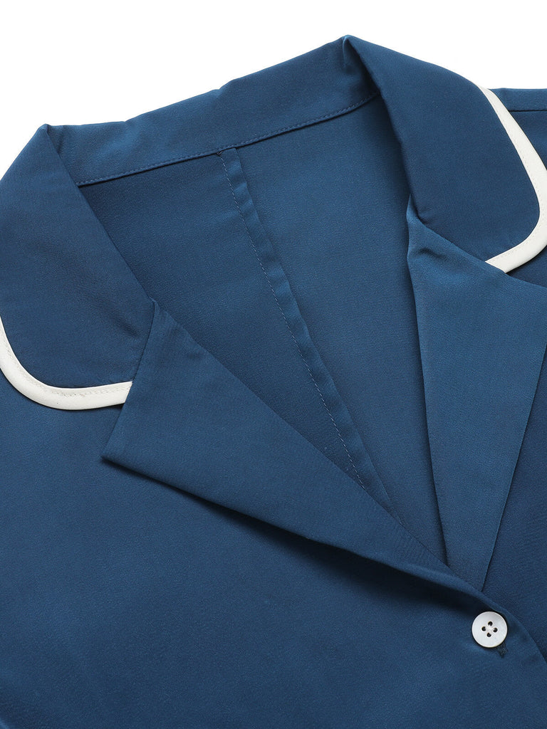 Abito senza maniche con revers blu navy anni '60