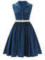 [Prevendita] [Taglia Forti] Abito senza maniche con revers blu navy anni '60