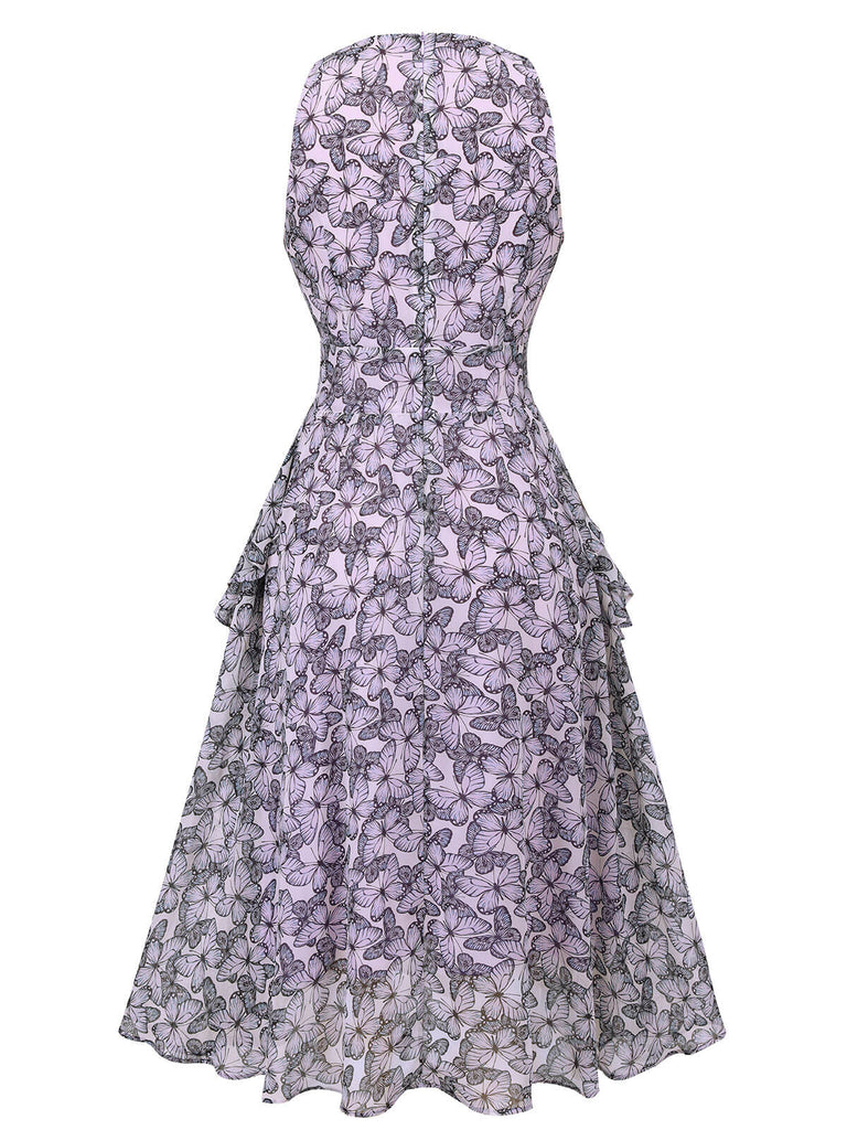 [Prevendita] Abito farfalla con scollo a V senza maniche viola anni '30