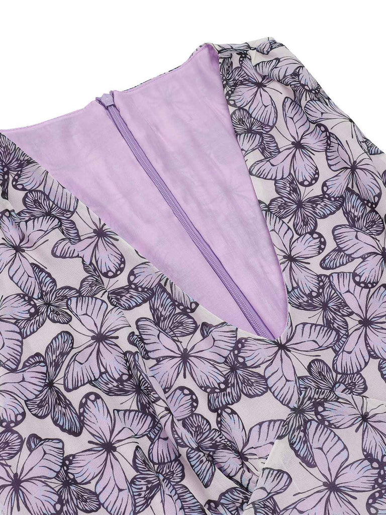 [Prevendita] Abito farfalla con scollo a V senza maniche viola anni '30