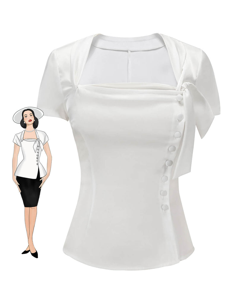 [Prevendita] Camicetta con bottoni bianco anni '50