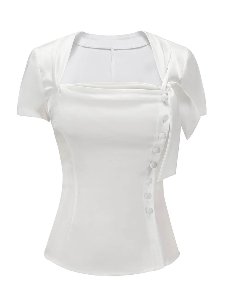 [Prevendita] Camicetta con bottoni bianco anni '50