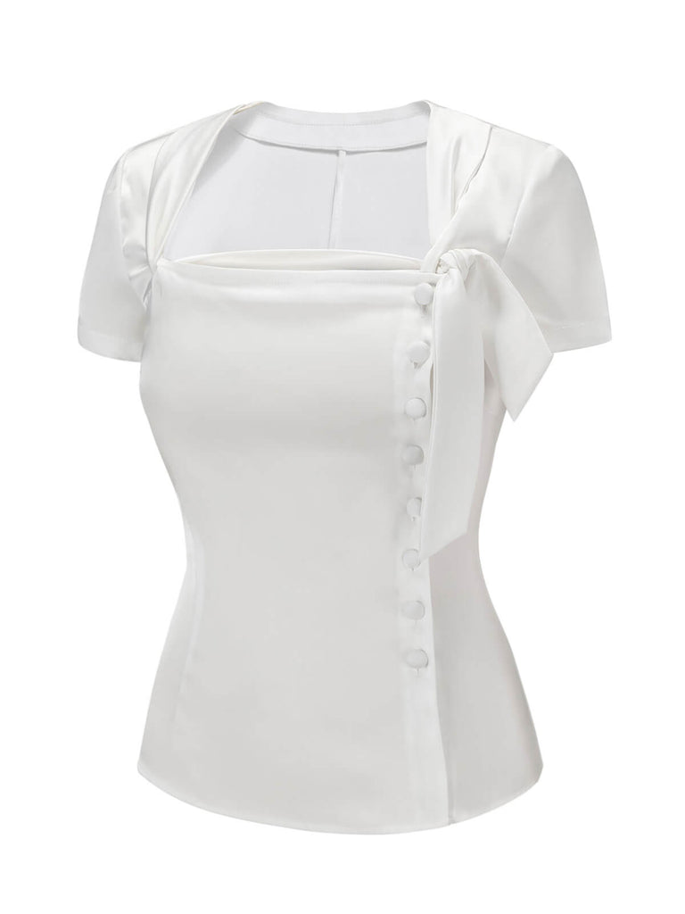 [Prevendita] Camicetta con bottoni bianco anni '50