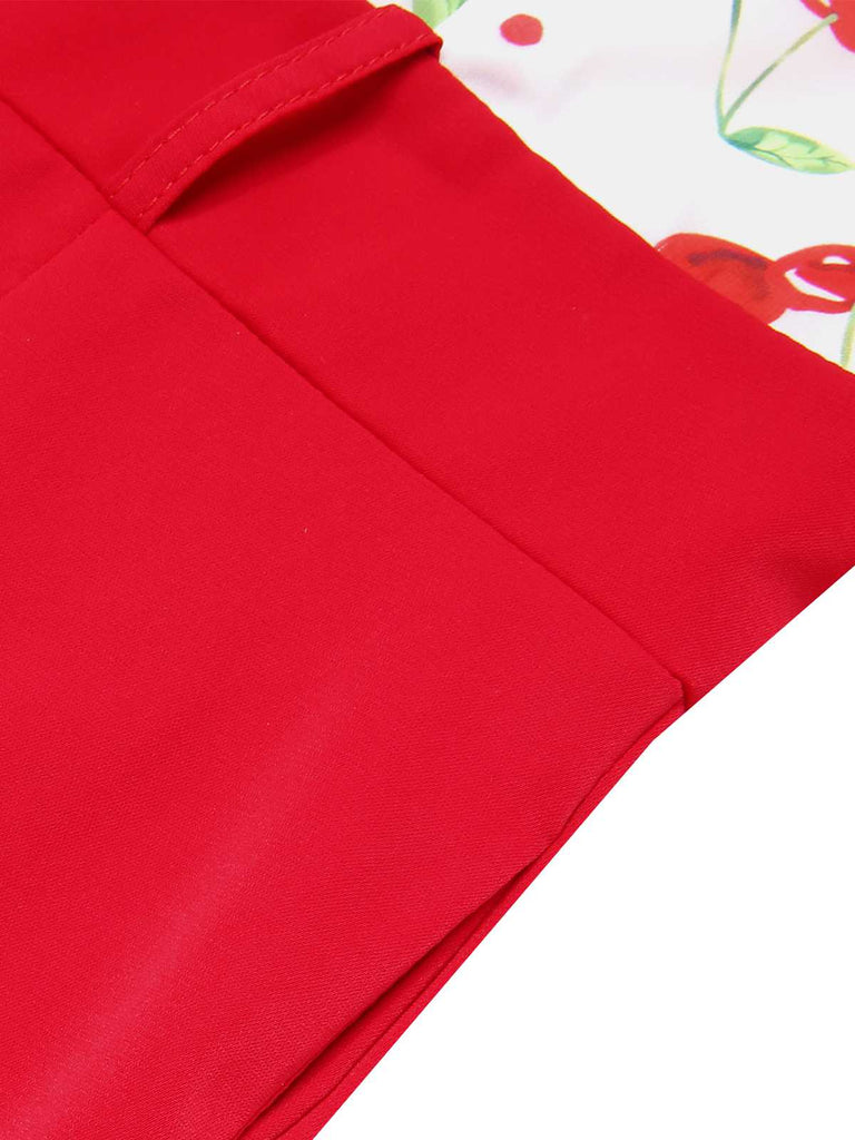 Tuta lunga con ciliegia cintura rosso anni '30