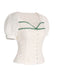 Camicetta in pizzo con maniche a sbuffo beige anni '50