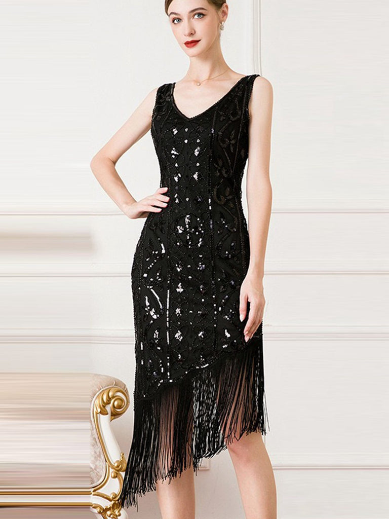 Abito Gatsby  paillettes nappe orlo obliquo anni '20