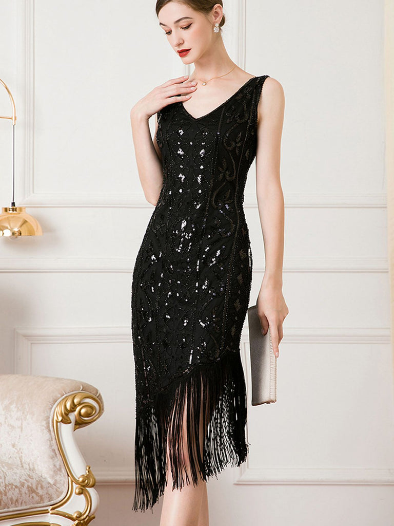 Abito Gatsby  paillettes nappe orlo obliquo anni '20