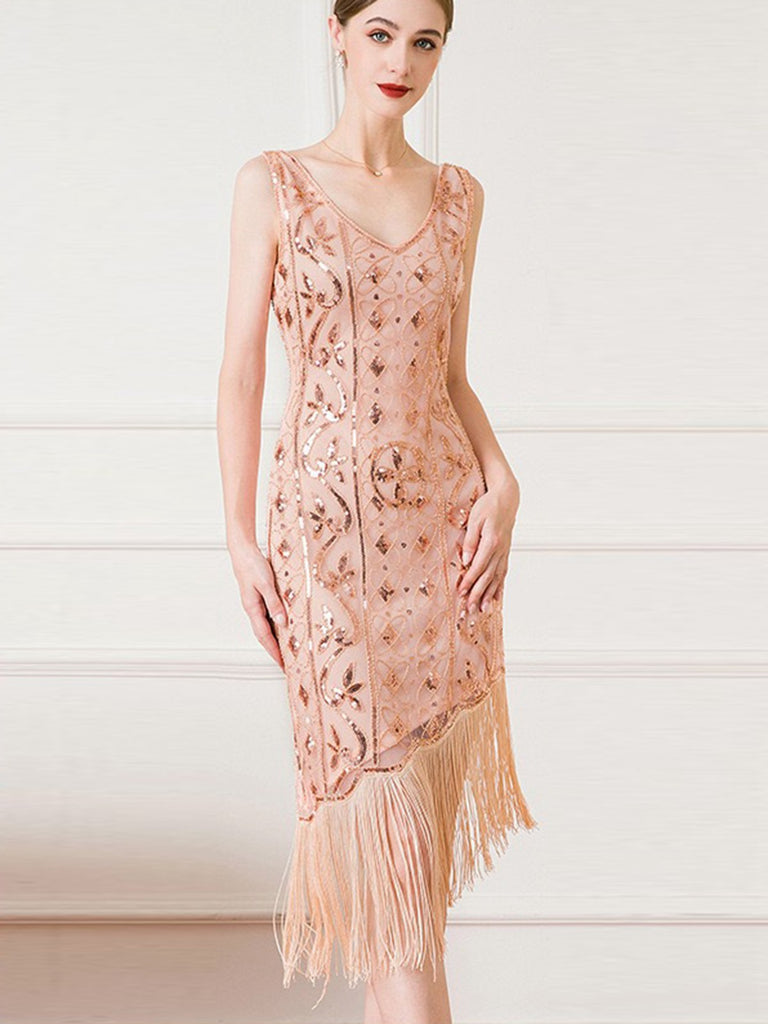 Abito Gatsby  paillettes nappe orlo obliquo anni '20