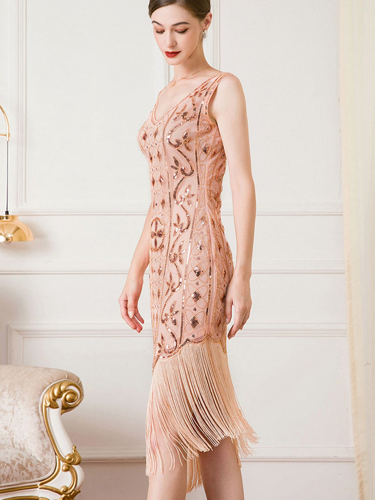 Abito Gatsby  paillettes nappe orlo obliquo anni '20