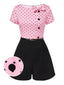 Tuta corta fiocco a pois Rosa anni '50