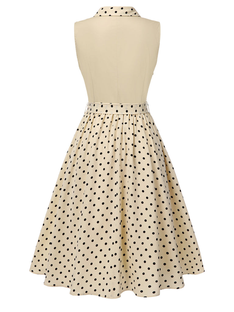 [Prevendita] Abito in cotone a pois con revers beige anni '40