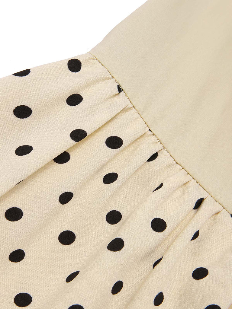 [Prevendita] Abito in cotone a pois con revers beige anni '40