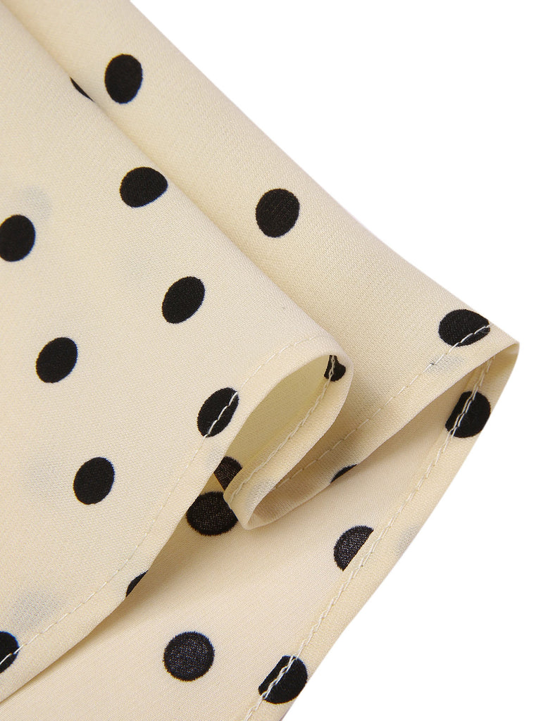[Prevendita] Abito in cotone a pois con revers beige anni '40