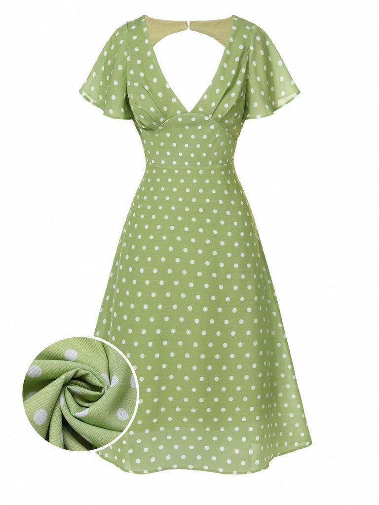 [Prevendita] Abito a pois senza schienale verde anni '40