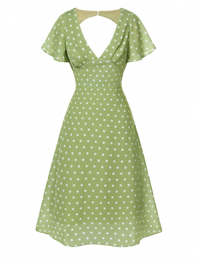 [Prevendita] Abito a pois senza schienale verde anni '40