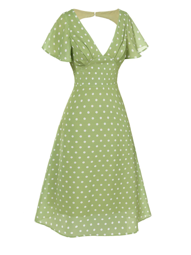 [Prevendita] Abito a pois senza schienale verde anni '40