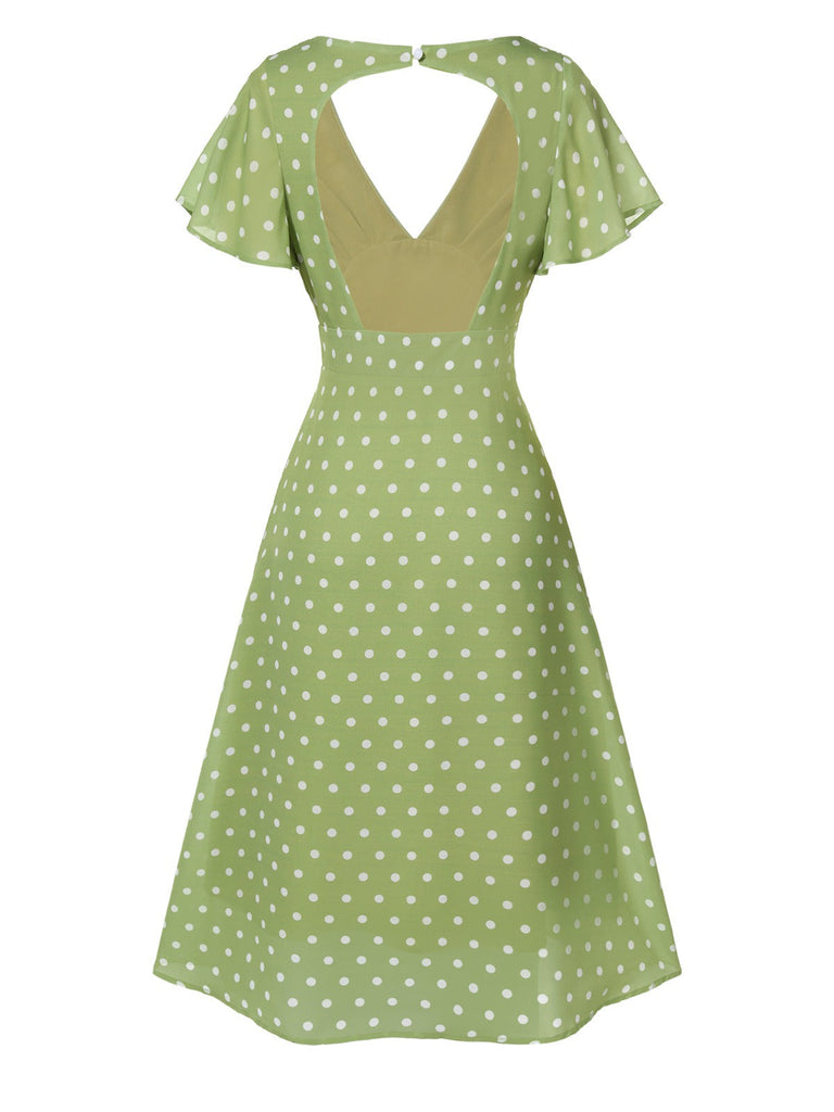 [Prevendita] Abito a pois senza schienale verde anni '40