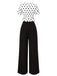 2PCS Top a pois e pantaloni a gamba dritta anni '50