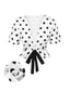Top a pois con scollo a V profondo bianco anni '50