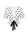 Top a pois con scollo a V profondo bianco anni '50