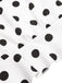 Top a pois con scollo a V profondo bianco anni '50