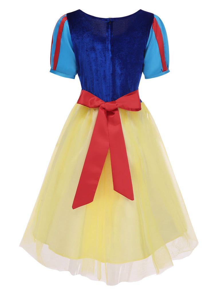 Abito stile Biancaneve in rete blu anni '40